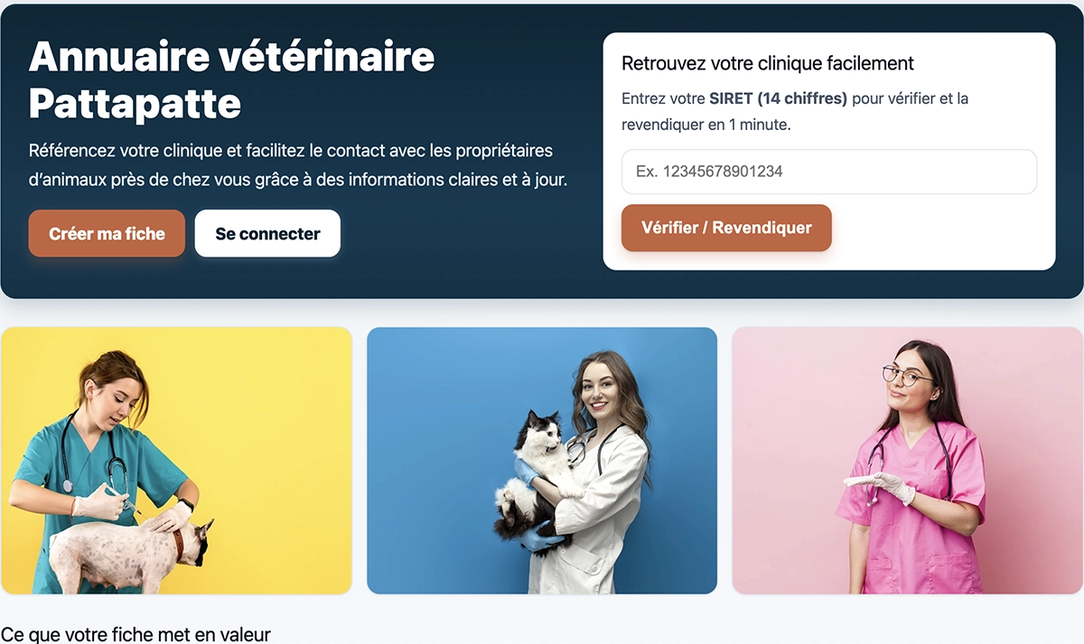 Aperçu projet — Annuaire vétérinaires