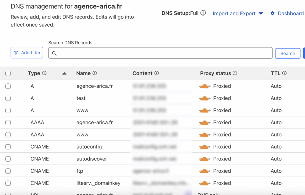 exemple zone dns cloudflare